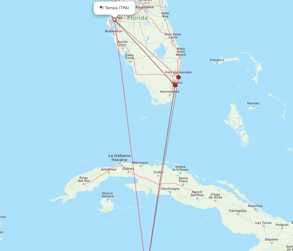 TPA to GCM flights and routes map