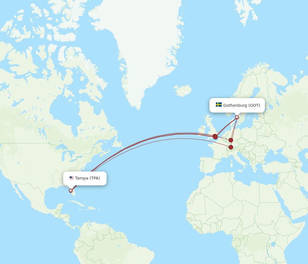 TPA-GOT flight routes