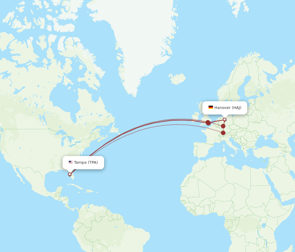 TPA-HAJ flight routes