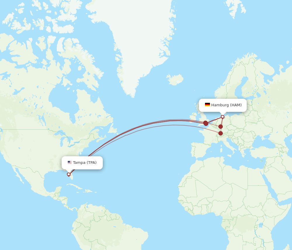 TPA-HAM flight routes