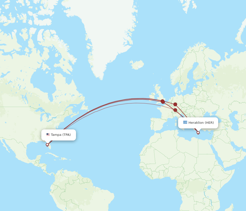 TPA to HER flights and routes map