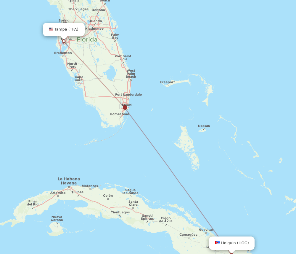 TPA-HOG flight routes