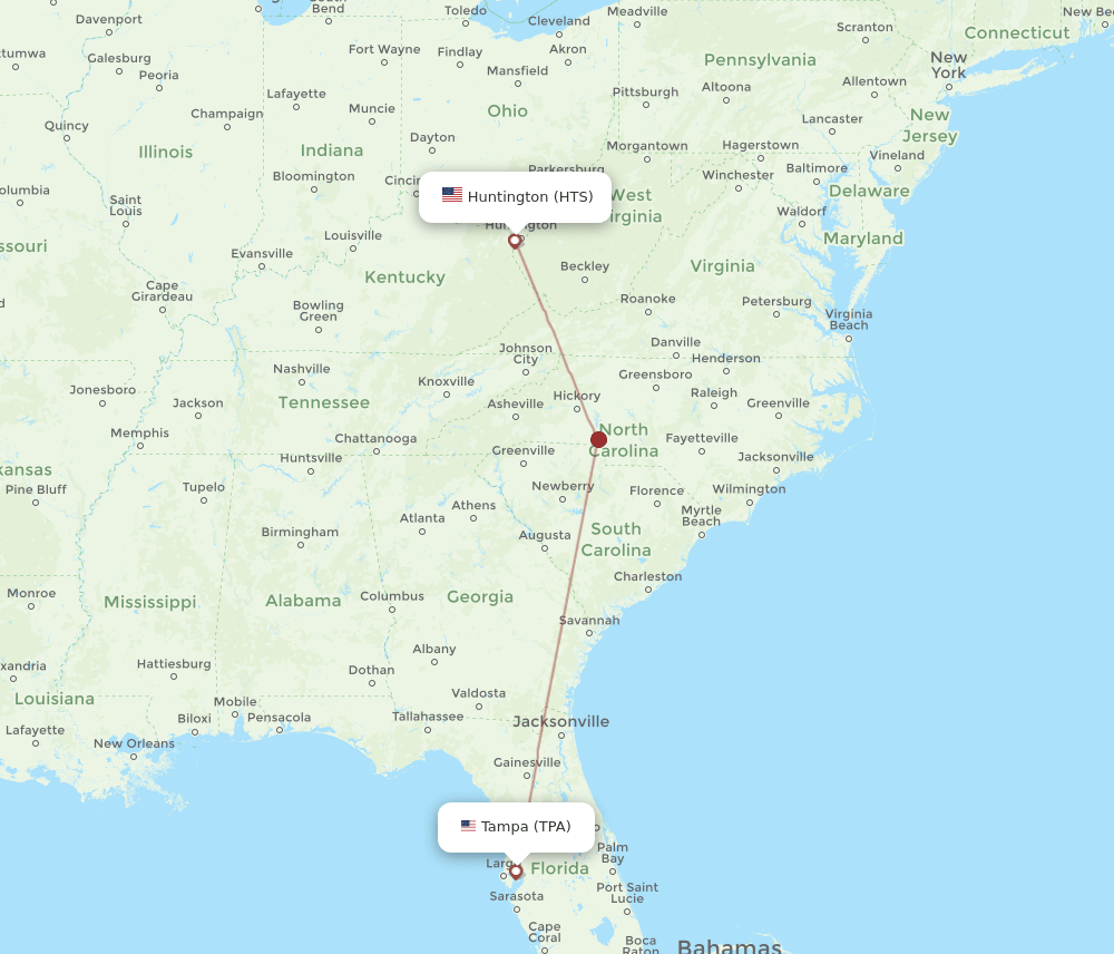 TPA-HTS flight routes