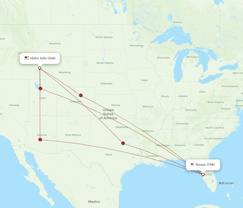 TPA-IDA flight routes