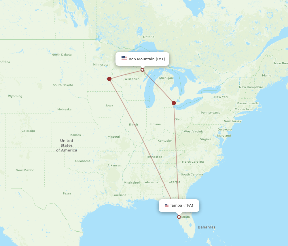 TPA-IMT flight routes