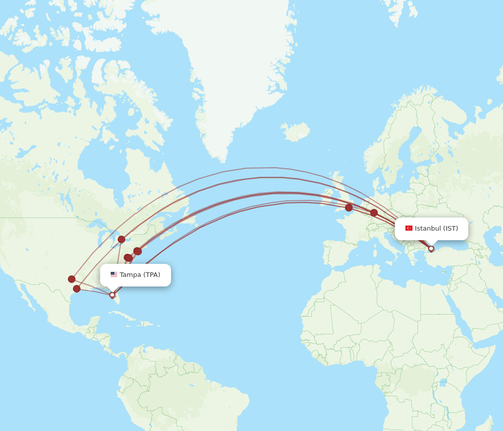 TPA-IST flight routes