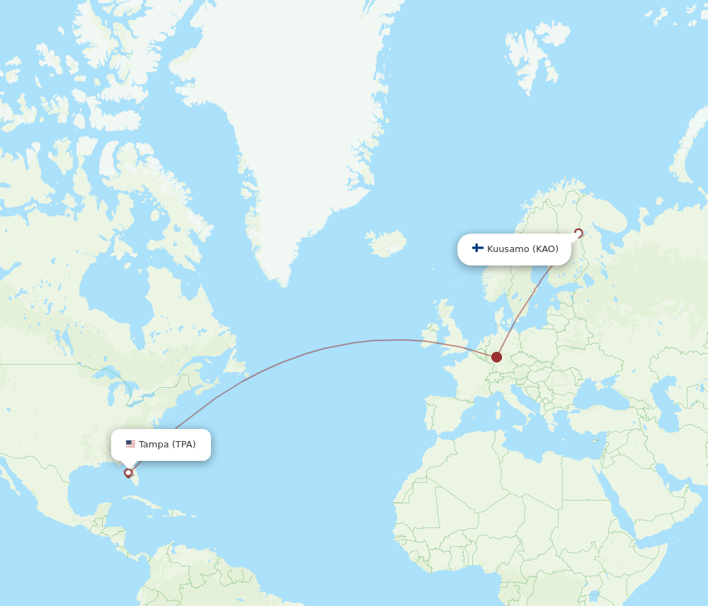 TPA-KAO flight routes