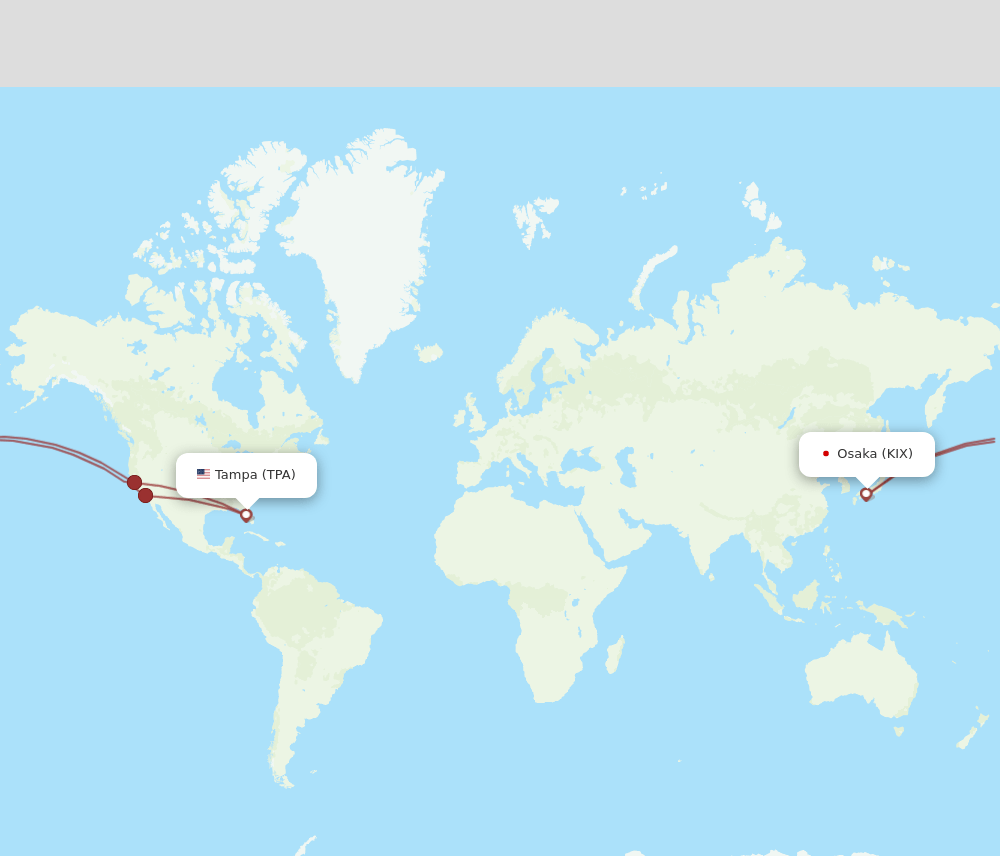 TPA-KIX flight routes