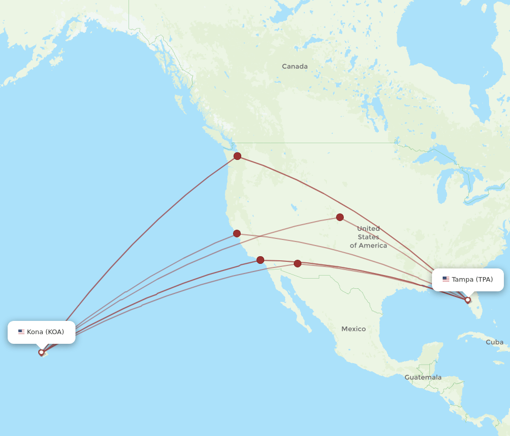 TPA-KOA flight routes