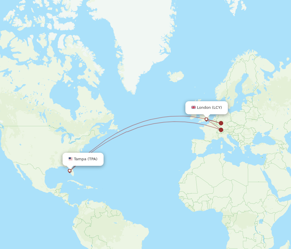 TPA-LCY flight routes
