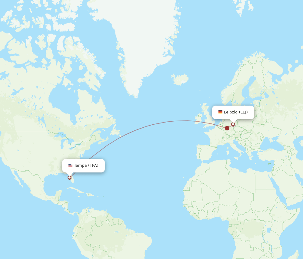 TPA-LEJ flight routes