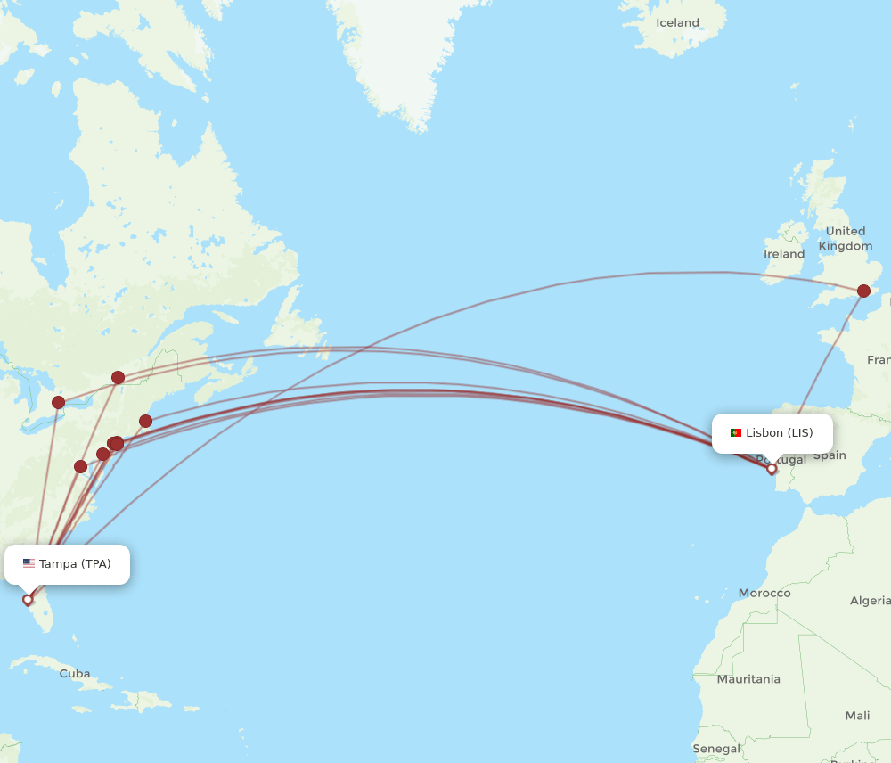 TPA-LIS flight routes