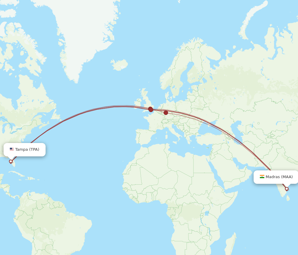 TPA-MAA flight routes