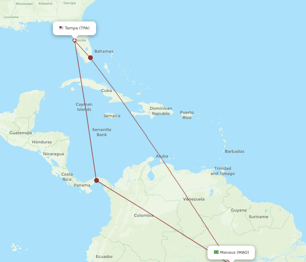 TPA-MAO flight routes
