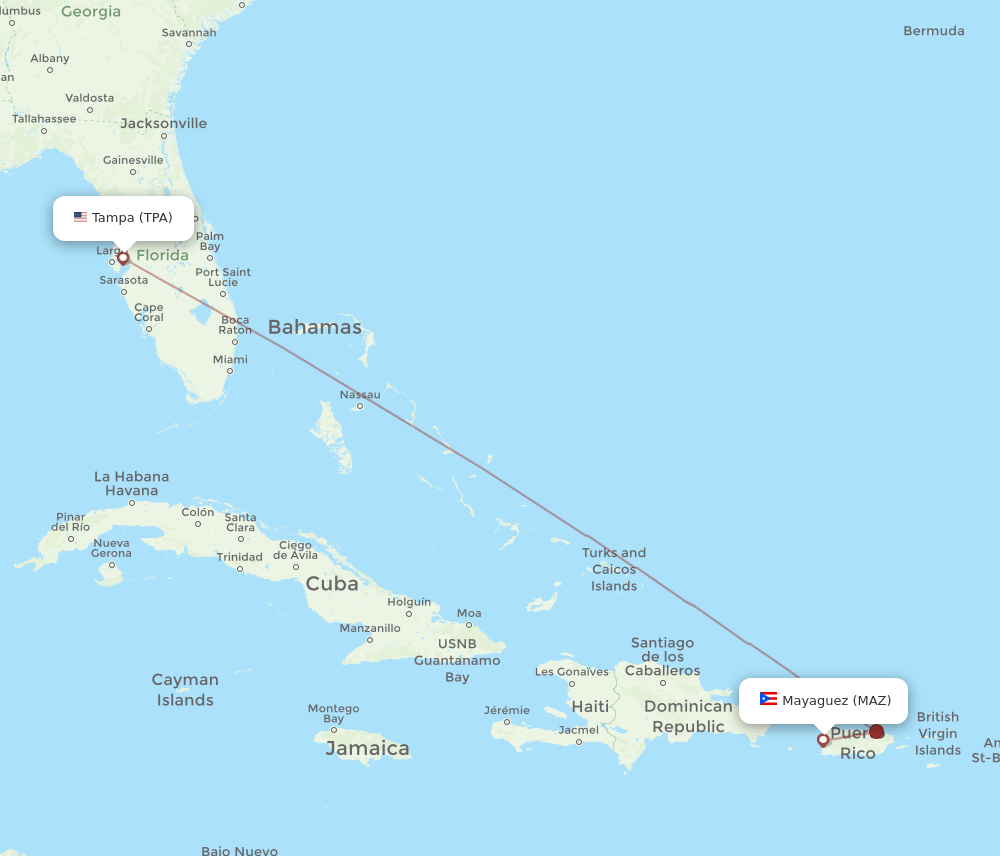 TPA-MAZ flight routes