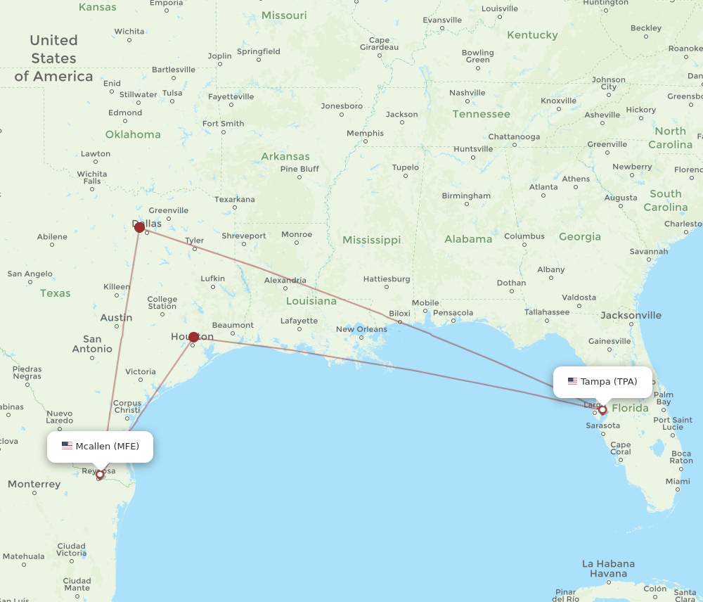 TPA-MFE flight routes