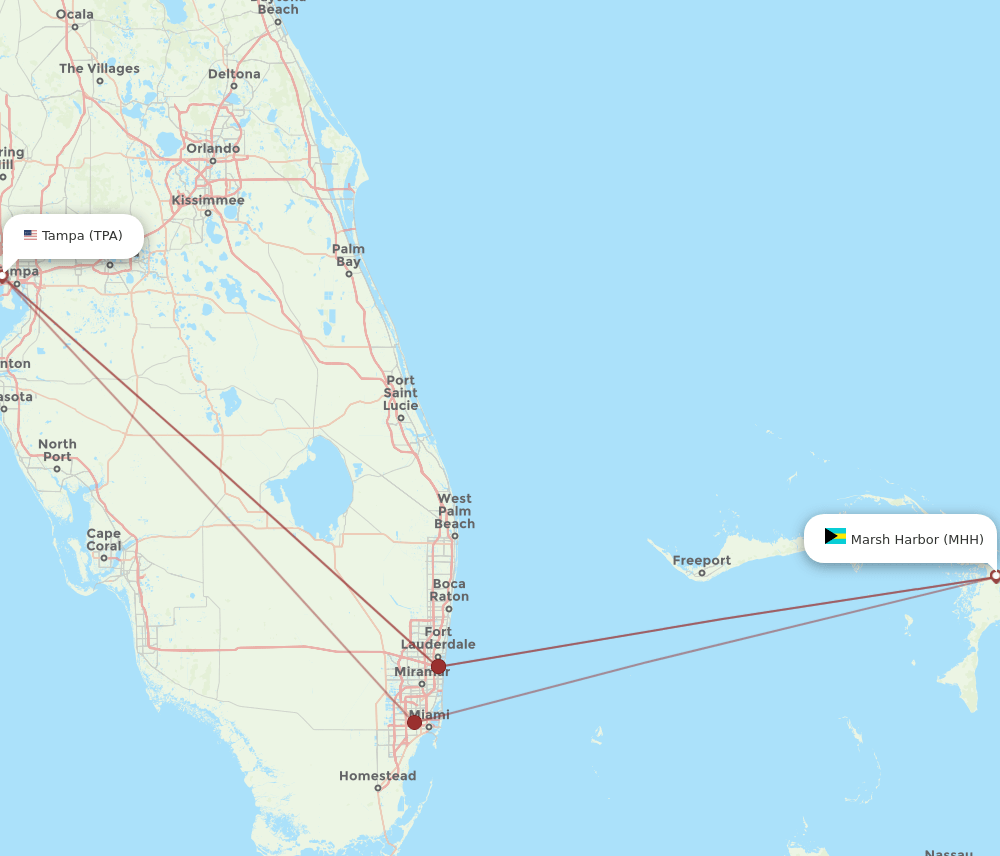 TPA to MHH flights and routes map