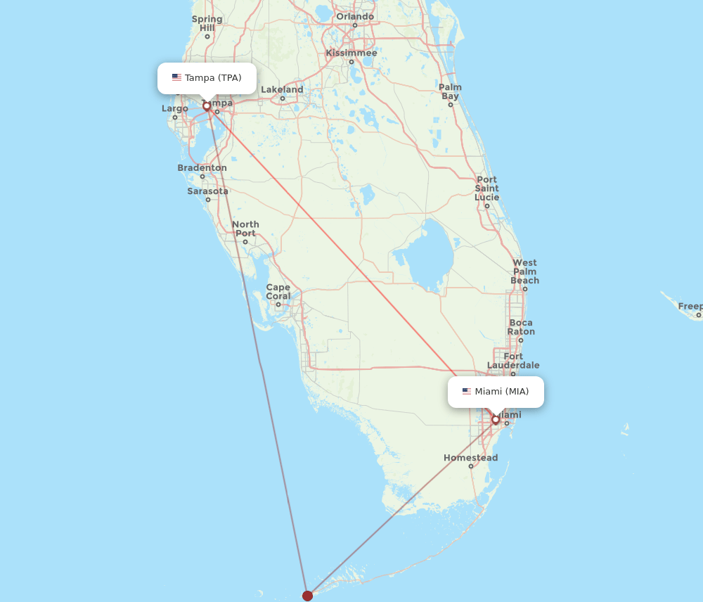 TPA-MIA flight routes
