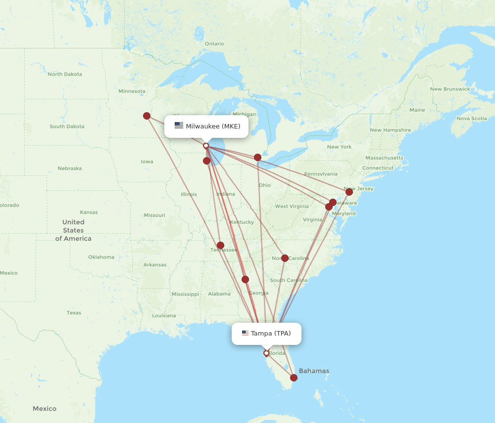TPA-MKE flight routes