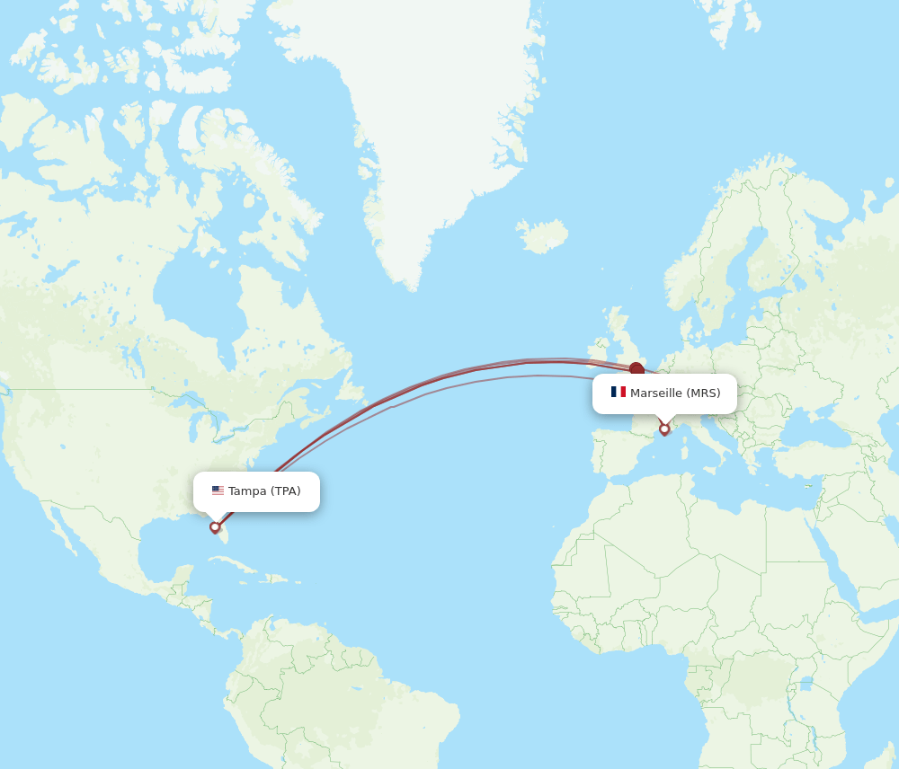 TPA to MRS flights and routes map