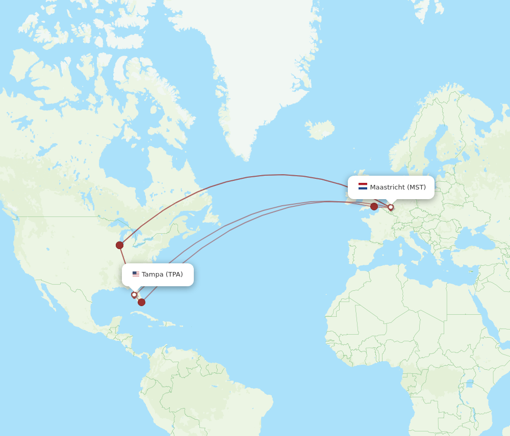 TPA-MST flight routes