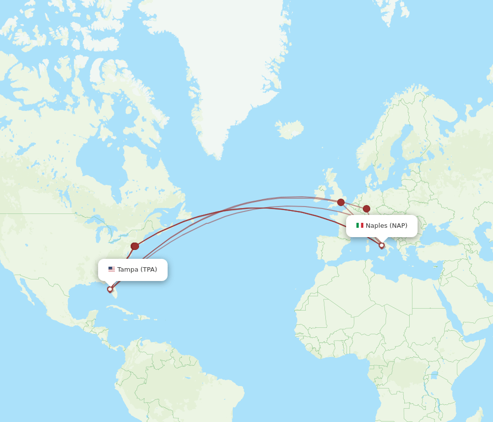 TPA-NAP flight routes