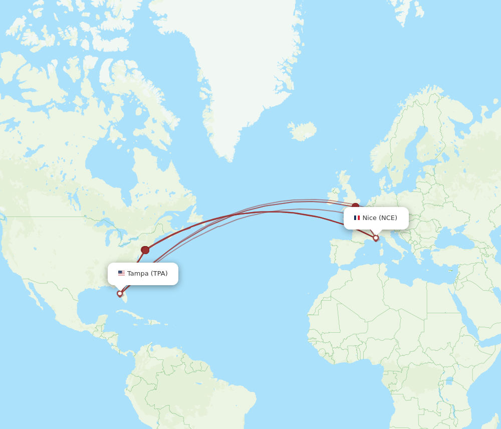 TPA-NCE flight routes