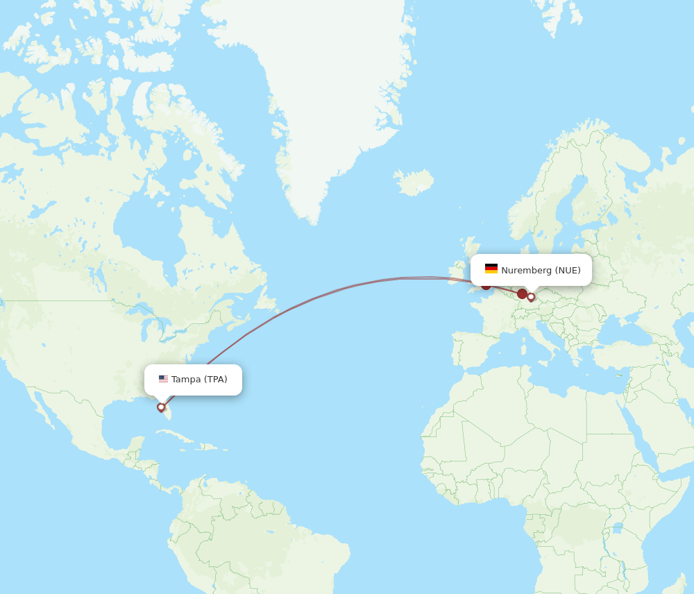 TPA-NUE flight routes