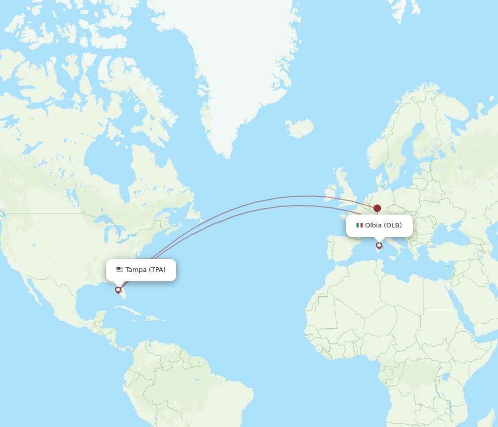 TPA-OLB flight routes