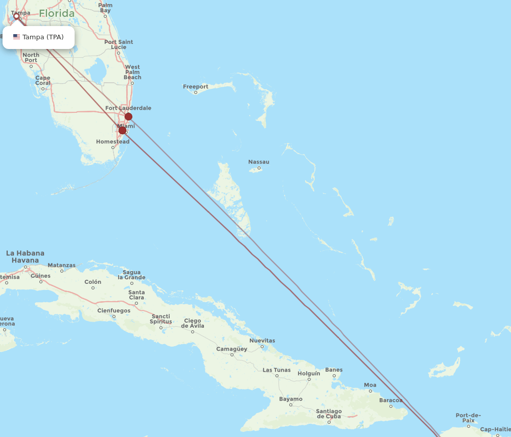 TPA-PAP flight routes