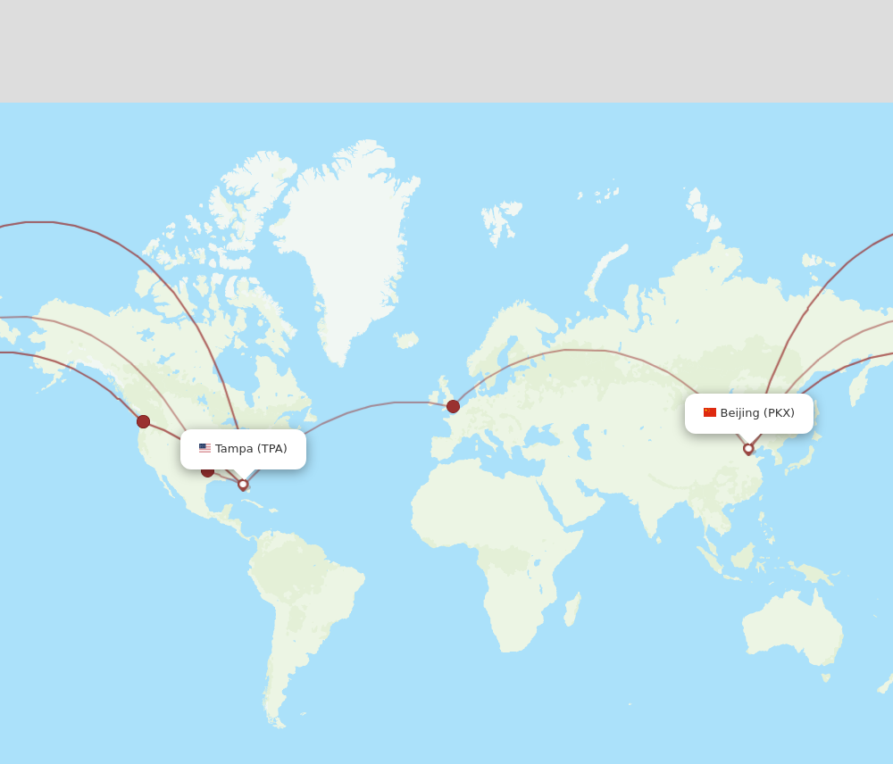 TPA to PKX flights and routes map