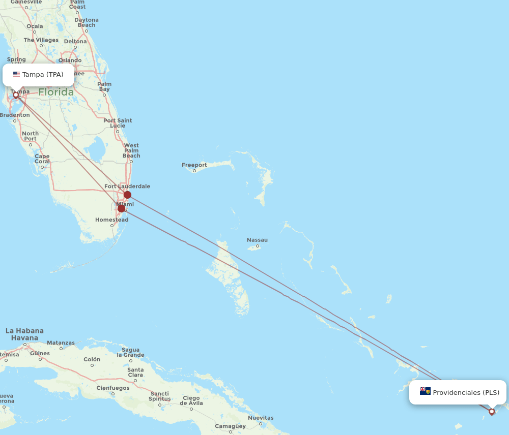 TPA-PLS flight routes