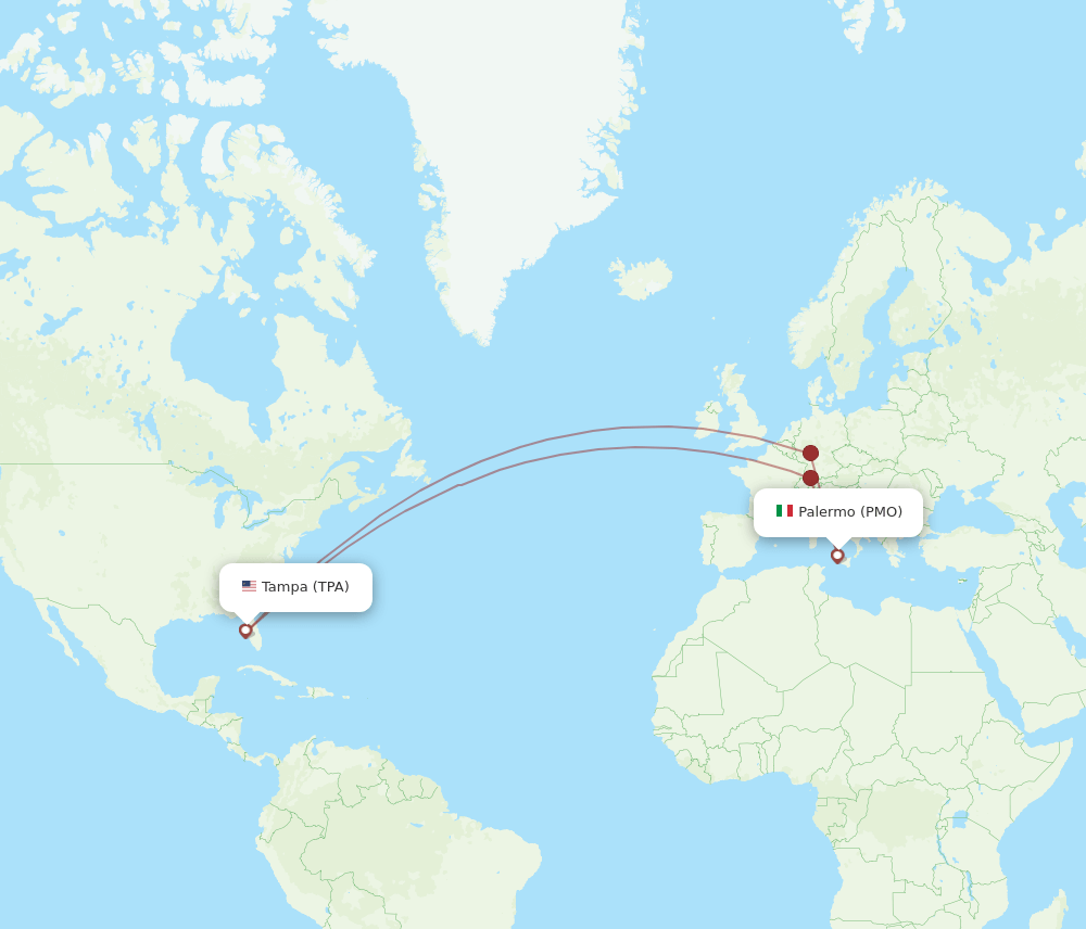 TPA-PMO flight routes