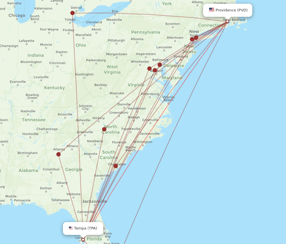 TPA-PVD flight routes