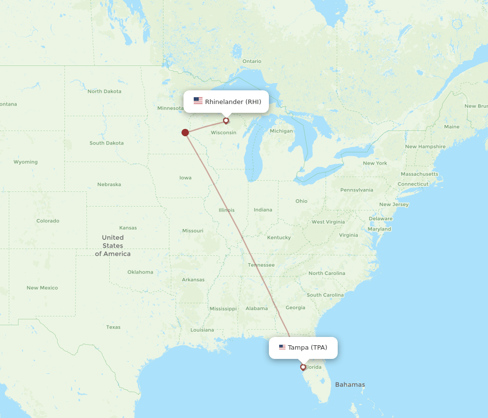 TPA-RHI flight routes