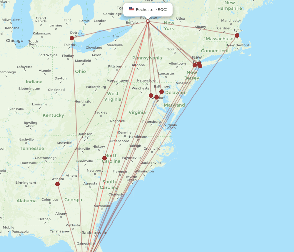 TPA-ROC flight routes