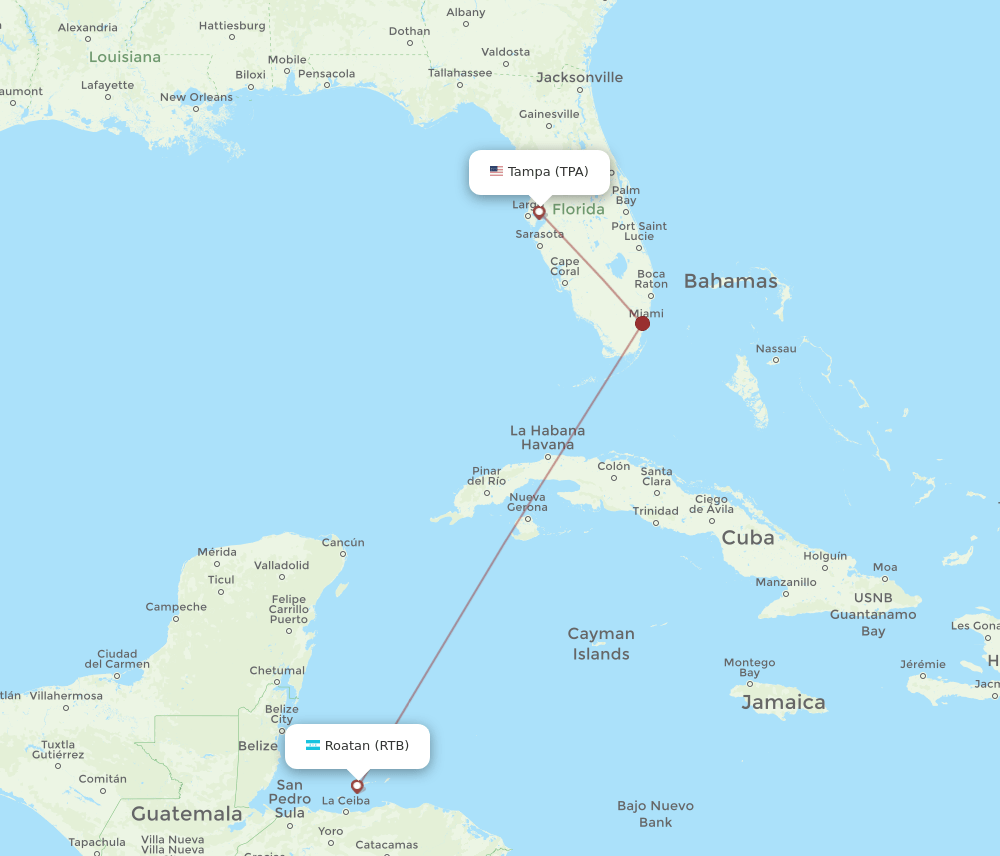 TPA-RTB flight routes