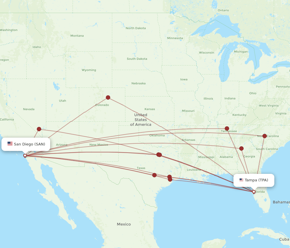 TPA-SAN flight routes