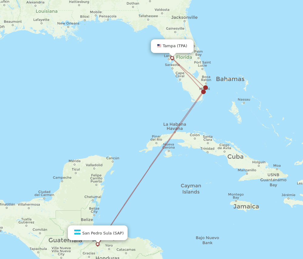 TPA-SAP flight routes