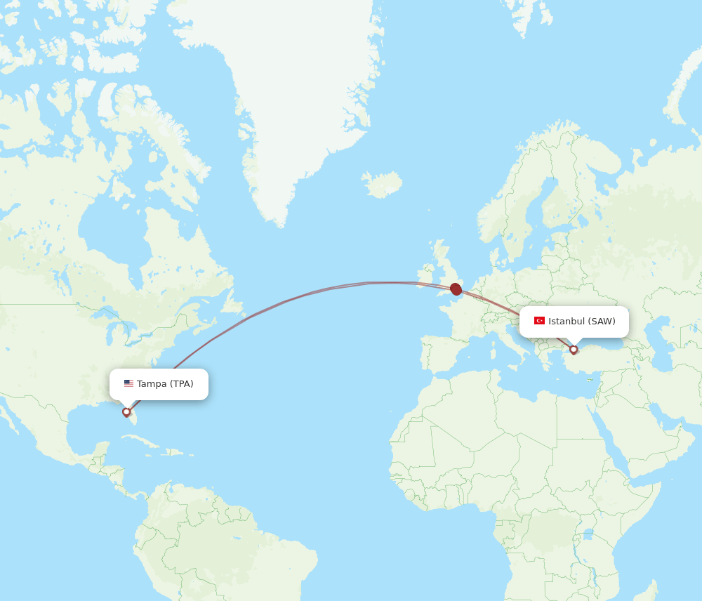 TPA-SAW flight routes