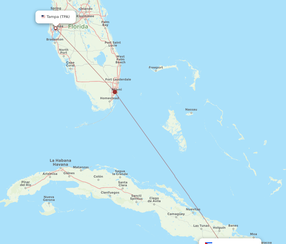 TPA-SCU flight routes