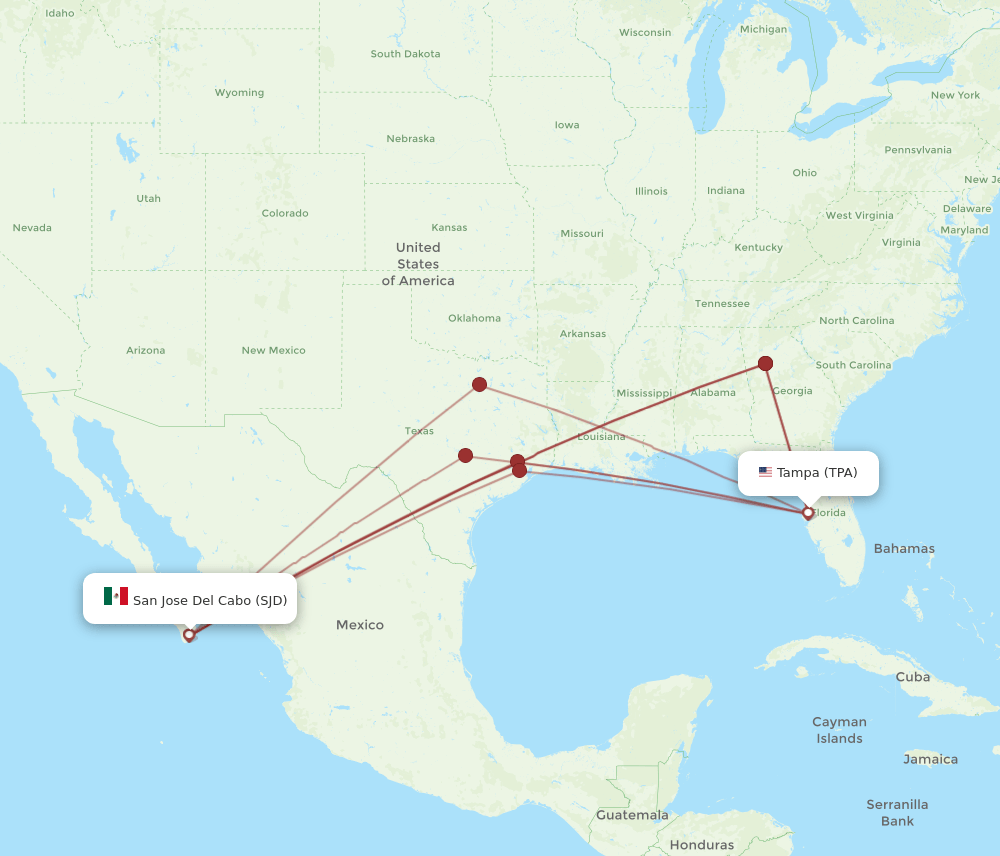 TPA-SJD flight routes