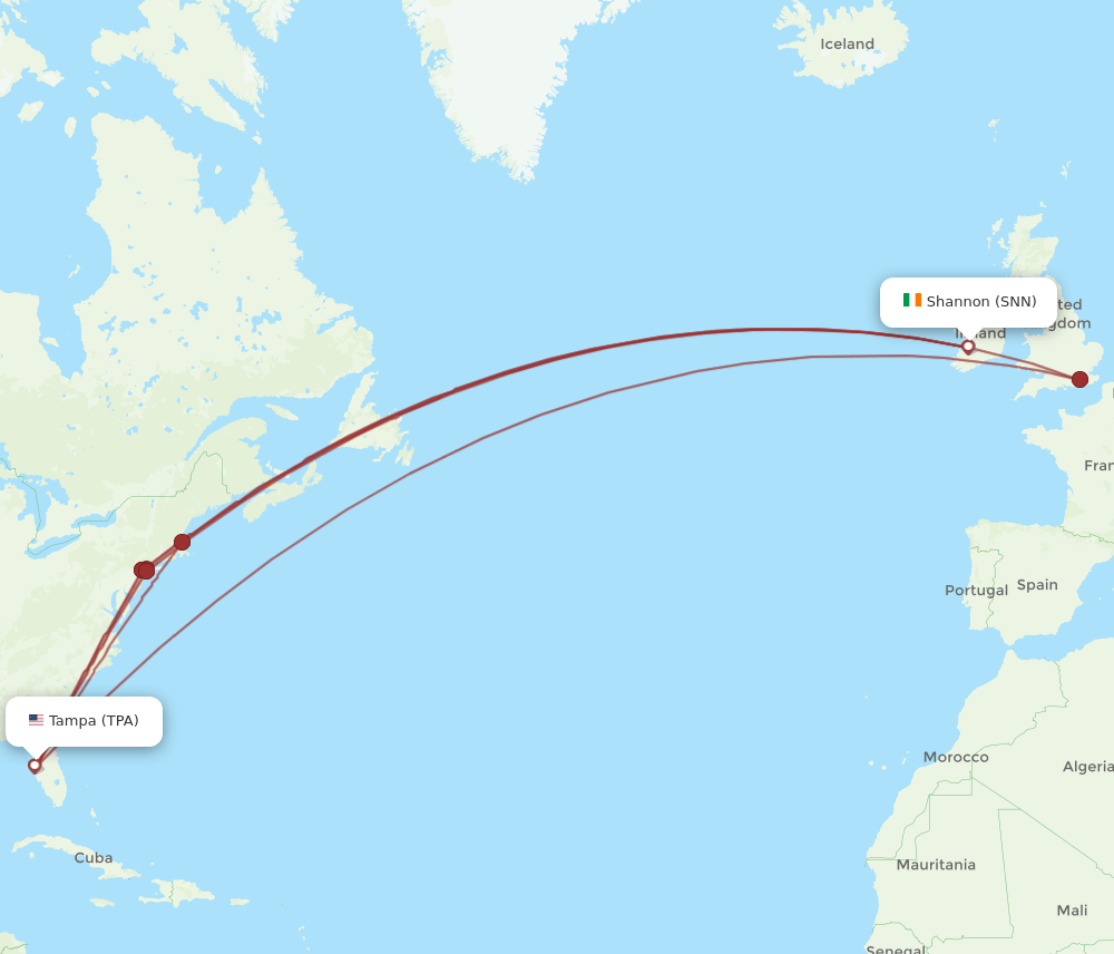 TPA-SNN flight routes