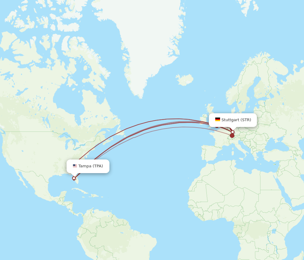TPA-STR flight routes