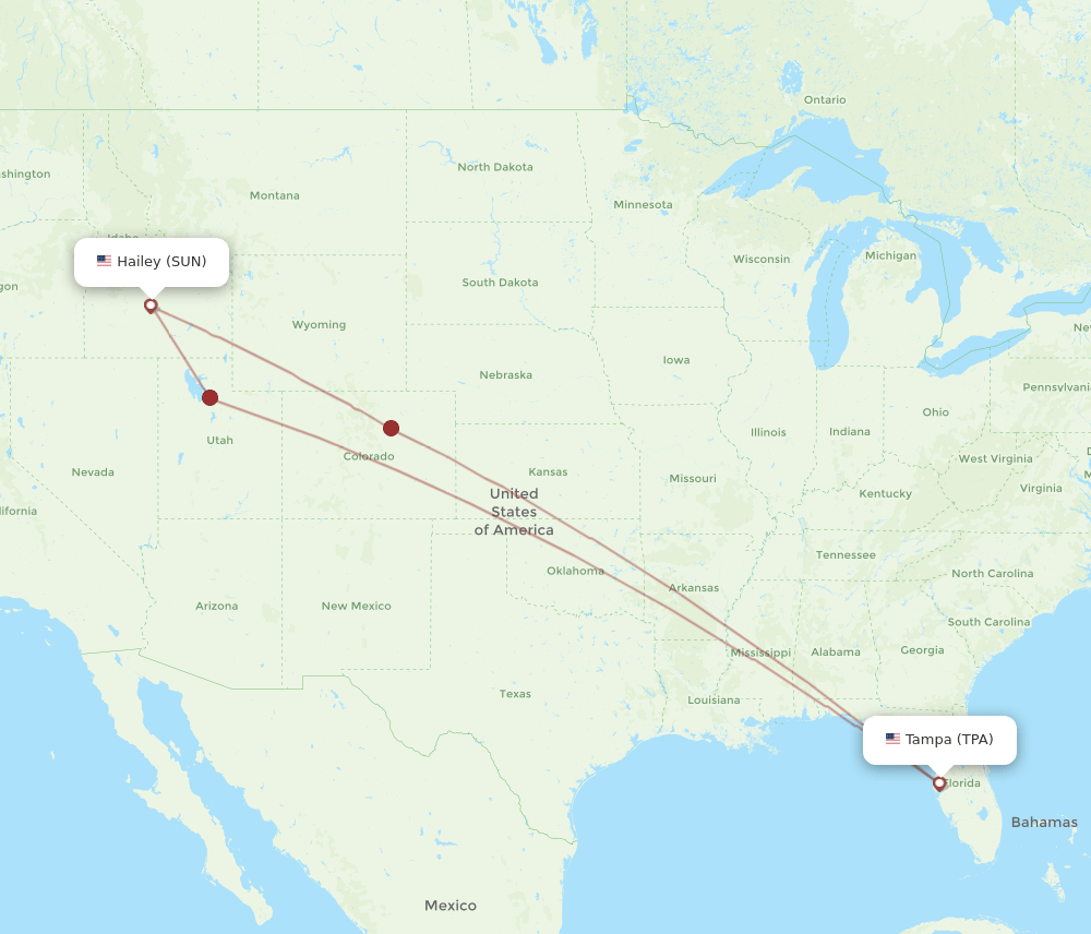 TPA-SUN flight routes
