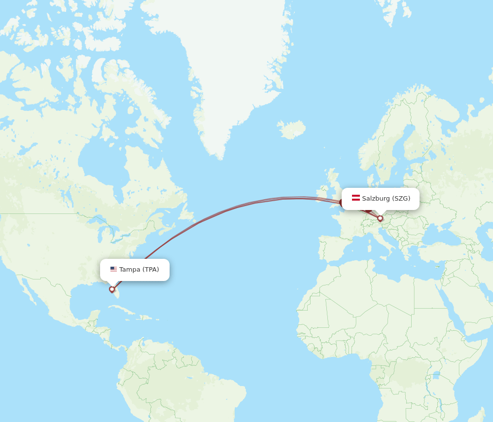 TPA-SZG flight routes