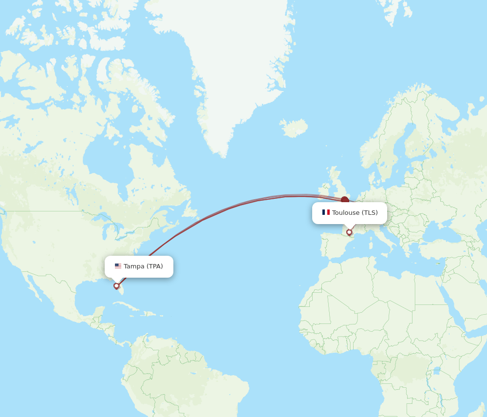 TPA-TLS flight routes