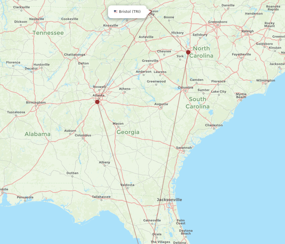 TPA-TRI flight routes