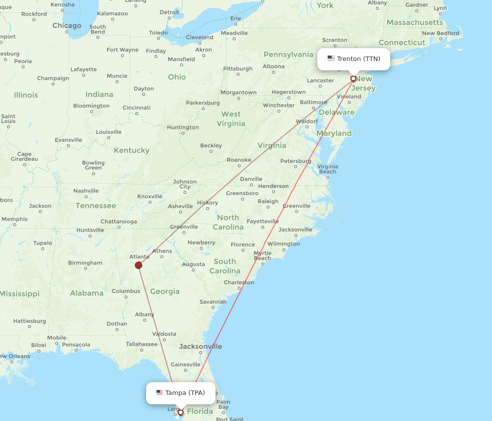 TPA-TTN flight routes