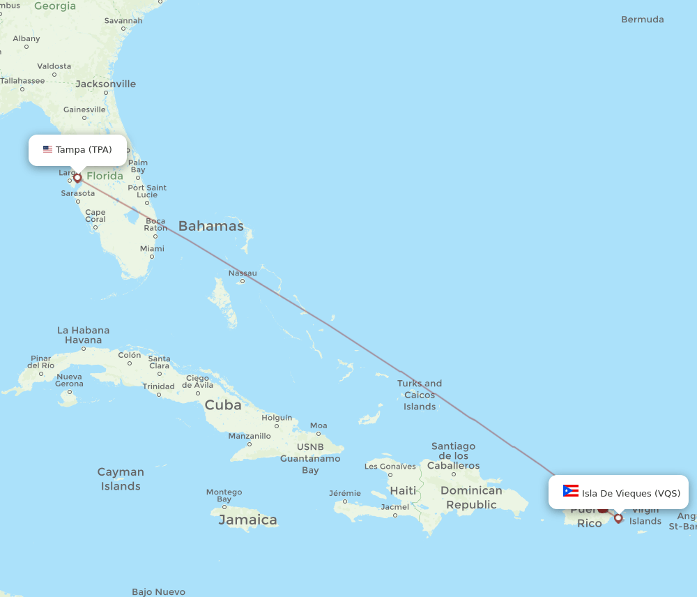TPA-VQS flight routes